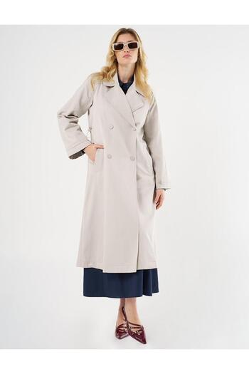 KYR Stone Color Double Breasted Ankle Elastic Trench Coat