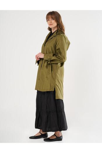 Kayra Hood Detailed Lace up Cap Khaki
