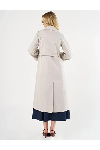 KYR Stone Color Double Breasted Ankle Elastic Trench Coat
