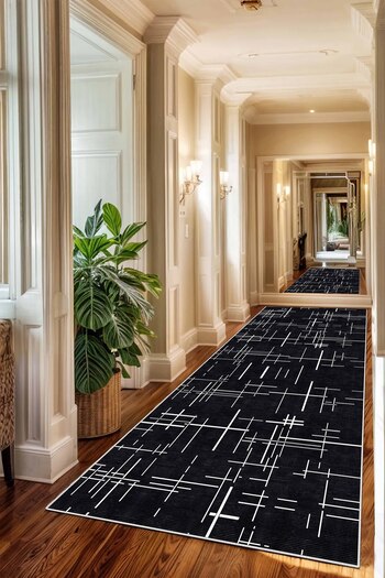 df home Runner Geometric Scandinavian Antique Digital Printing Washable Non-Slip Base 8162Yolluk