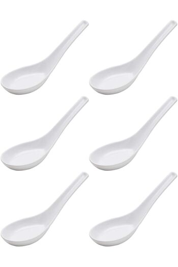 mastergold Melamine 6 Piece Chinese Soup Spoon Set | Unbreakable Soup Spoons | Ramen Soup Spoons