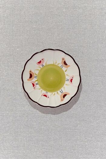 Paşabahçe Green Sparrow Ceramic Tea Plate