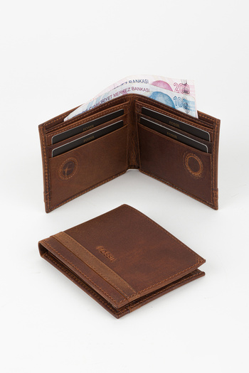 Fossil Boxed Genuine Leather Tan Crazy Horizontal Men's Wallet Hand Portfolio