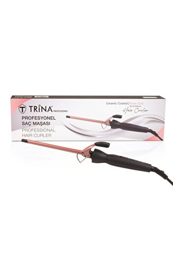 Trina Afro Wave 9.5mm Gold Ceramic Tongs - 20cm. Extra Long Head - Curly Hair Tongs
