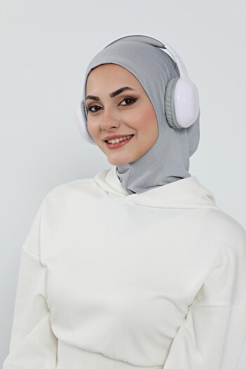 Aisha's Design Çıkarılabilir Siperlikli Bone,Türban,B-82,Gri 2