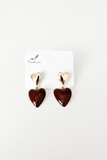 Pretty Burgundy Heart Earrings