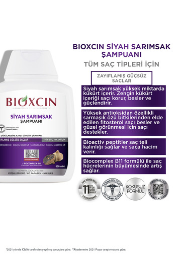 Bioxcin Black Garlic Shampoo 300 ml - Anti-Spill and Anti-Slimming Shampoo
