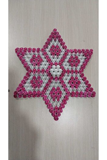 Papatyam 6 Adet Boncuklu Kasnak Işi Yıldız Yatak Odası Takımı/El Işi 6 Parça/el Yapımı/peçete Dantel