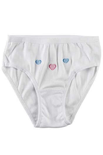 KEYAL Tutku Girl's White 12-Pack Panties with Heart Pattern