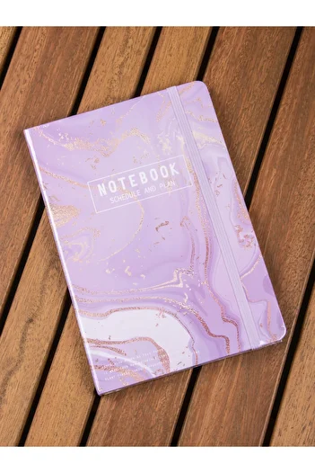 MUKKO HOME Marble Patterned Thick Cover Striped Elastic Notebook - 80 Sheets