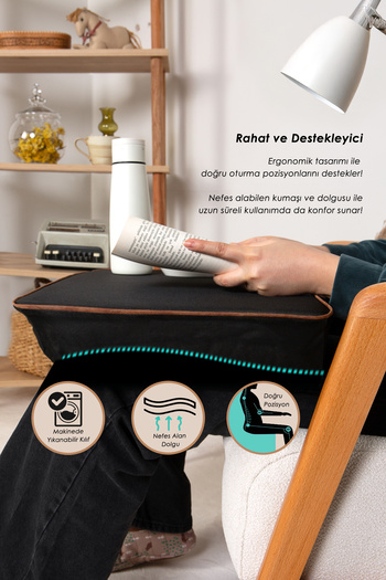 HAMUR Laptop Enjoyment Stand Pad Lap Pillow Washable Leather Detailed Black