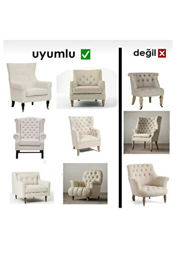 ÖZMAKAN Armchair Single Seat Cover and Cover - 1 Piece