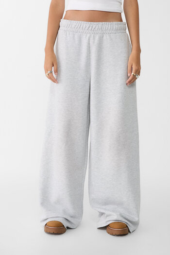 Stradivarius Wide-leg plush trousers with trim detail