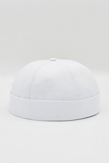 Külah White Hiphop Docker Hat 100% Cotton Folded Cap