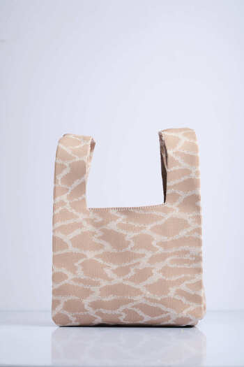 Sebir Moda Leopard Patterned Knitwear Tote Handbag