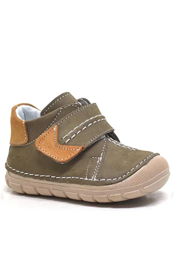Rakerplus Popeye Genuine Leather Unisex Baby First Step Shoes - Khaki