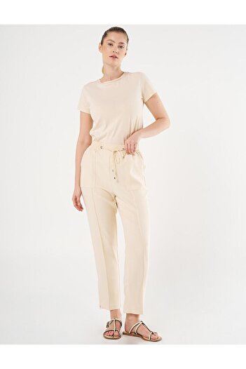 Kayra Cream Colored Large Pocket Grass Trousers