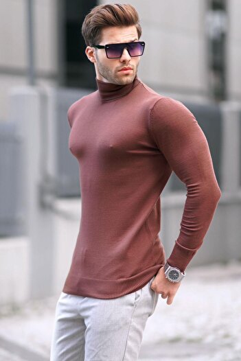 Madmext Brown Turtleneck Men's Knitwear Sweater 6809