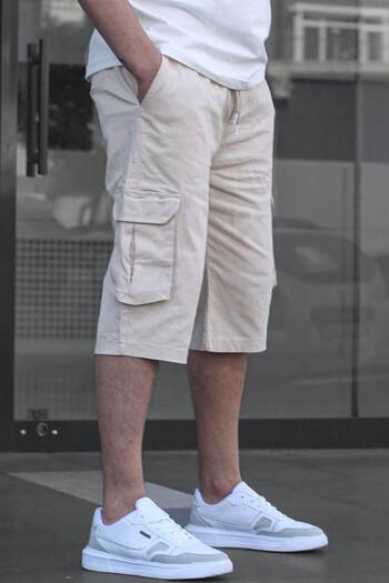 Madmext Pánské kalhoty Cargo Pocket Capri Stone Color 6331