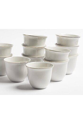 mastergold Saudi Coffee Cup Set 12 Pcs 60ml Premium Porcelain White | Coffee Cups for Hospitality