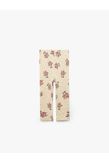 Koton Cotton Floral Patterned Elastic Waist Leggings