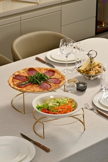 Edora Home Large Size Gold Presenter - 2-Piece Metal Gift, Catering/Transparent Plexiglass/Stainless Decoration