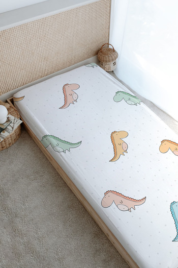 Tuğba Kuğu Printed Flat Sheet - Iconic Series - Colorful Dinosaurs