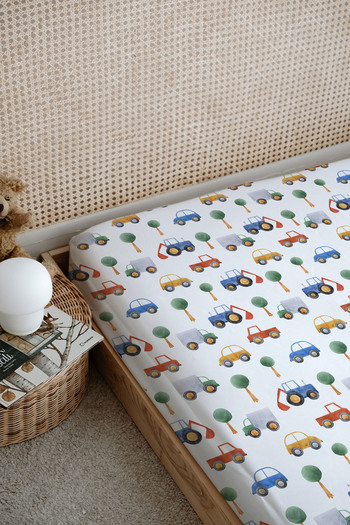 Tuğba Kuğu Blue Circle Printed Children's Bed Sheet - for Baby Series