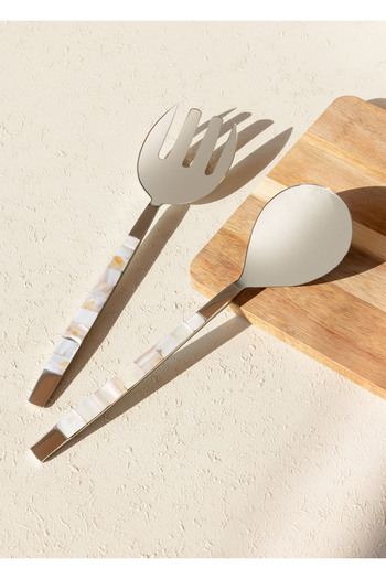 The Mia Pearl Salad Serving Set White 2 Pieces