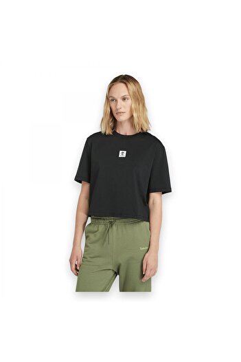 Timberland Tb0A5Rzx Stack Logo -Sleeve Tee Black Women's T-Shirt