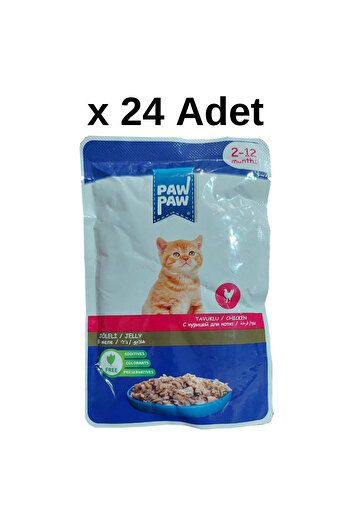 Paw Paw Jöle İçinde Tavuklu Yaş Yavru Kedi Maması 85 gr x 24 Adet