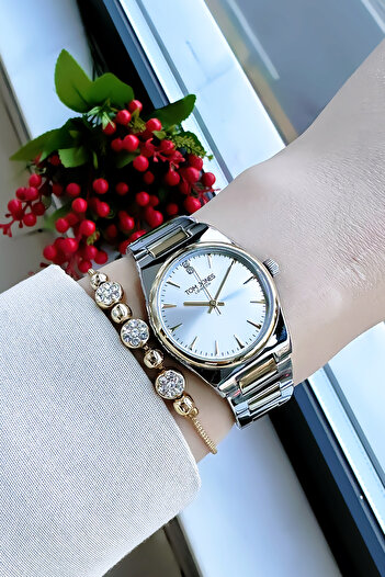 Tom Jones Original Women's Wristwatch 3 Atm Waterproof Gold Silver Steel Band + Bracelet Gift Gtjb2012C3