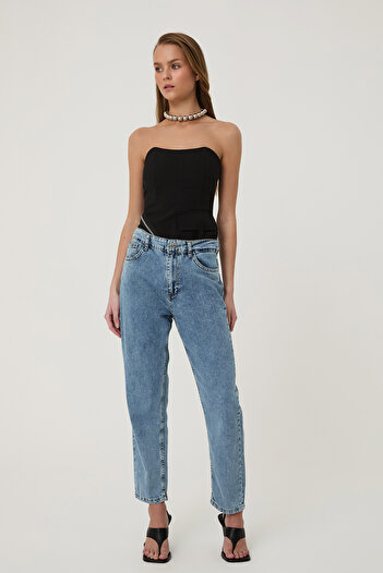 Quzu Mom Jean Light Blue