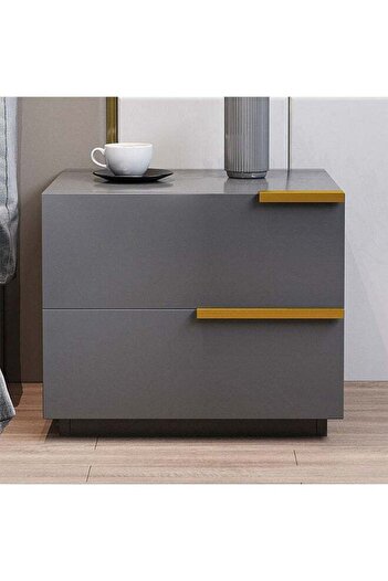 soufa dibaj Nightstand | European-style Light Luxury Bedside Table With Drawers 50x42x47 Cm - Black