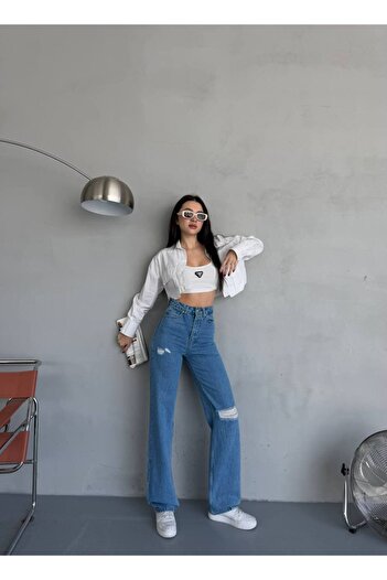 Miss Yüksek Bel Palazzo Kot Pantolon