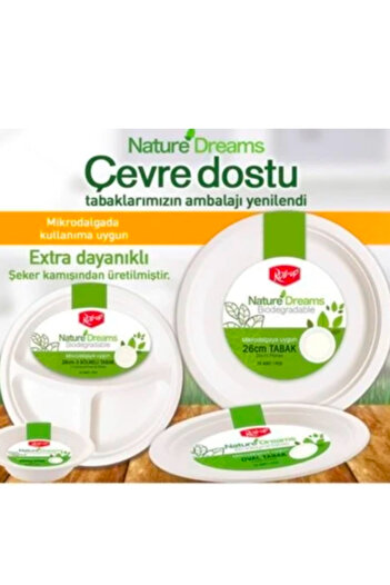 Çemrek Süs Parti RollUp Nature Dreams Ekolojik Kağıt Tabak - 22CM - 10 lu