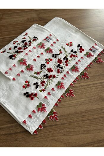 TREND Вишивка голкою ручної роботи, комплект рушників - 50x90 см і 30x50 см, 2 облямівки