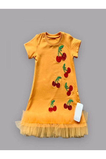 The LOG INVEST Orange Embroidered Pet Gilet - Frilly Skirt Girl's Dress
