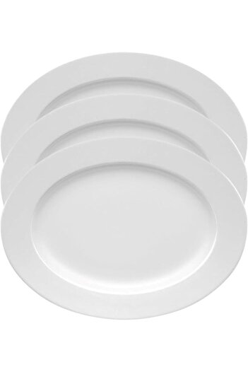 mastergold 3 Piece Melamine Oval Serving Platter White ( 46*31cm ) Durable, Shatterproof and Dishwasher Safe