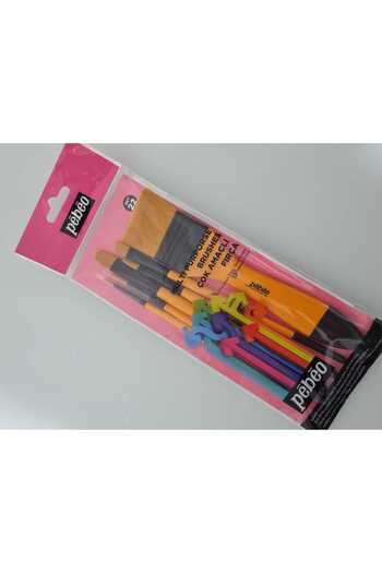 Pebeo 6-Piece Flat Cut Brush Set - Short Handle No:0-2-4-10-12-18
