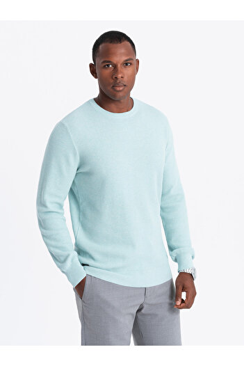 OMBRE Men's mélange structured knit sweater - mint V1 OM-SWSW-0142 XL