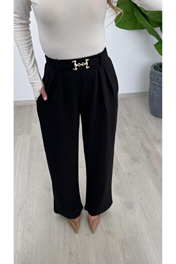 Nazline KADIN TOKA DETAYLI PİLELİ KREP BOL PAÇA PANTALON