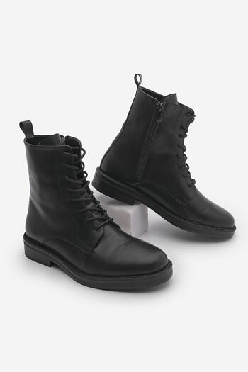 Marjin Manat Women's Black Boots - Zippered and Laced