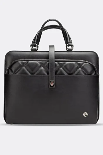 MORCA Geanta de dama pentru laptop, matlasata neagra
