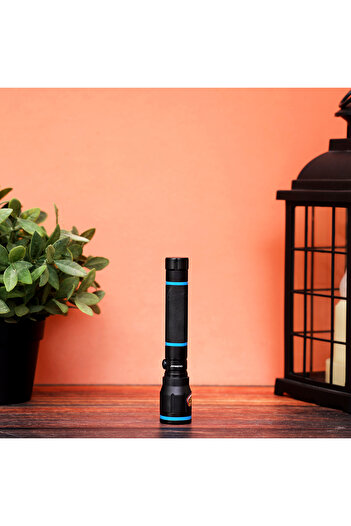 Olsenmark Rechargeable LED Water Proof Flashlight, 152 MM - 1000m distance