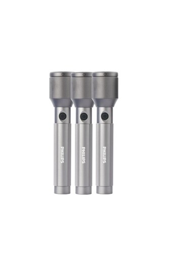 Philips 3-Piece 1100 Lumens Aircraft Aluminium Alloy Zoom LED Rechargeable Flashlight 22.5 x 3.2 x 5 cm