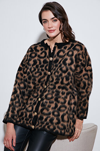 Lela Standard Fit Leopard Soft Textured Cardigan Cardigan 4614504