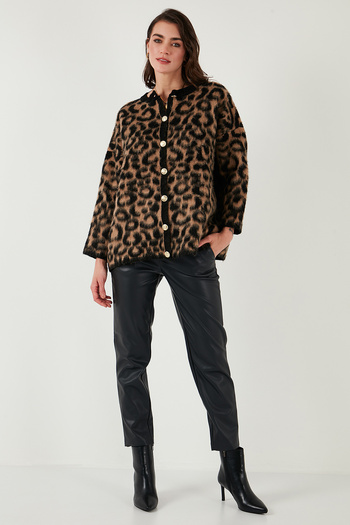 Lela Ζακέτα με απαλή υφή Leopard Standard Fit 4614504