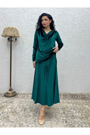 KÜÇÜĞÜM BUTİK Green Velvet Blouse