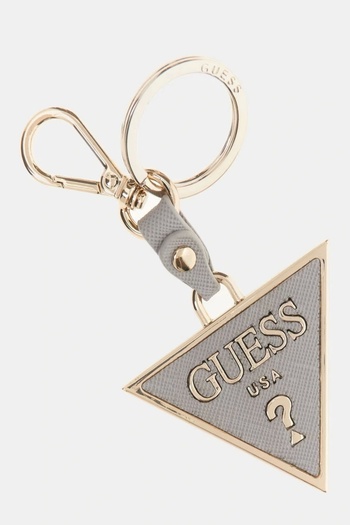 Guess Saffiano Triangle Keyring Women's Gray Keychain Rw7421P2201-Lvg